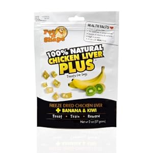Pet 'n Shape 100% Natural Freeze Dried Chicken Liver PLUS Banana & Kiwi Dog Treats