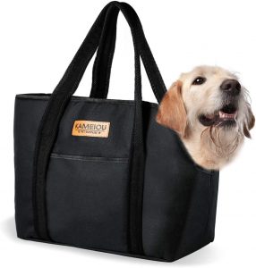 small dog carrier with dog in it